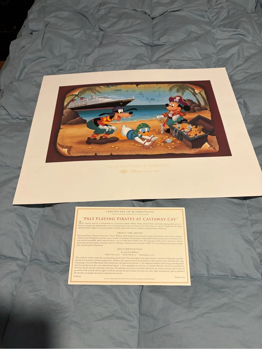 Disney Cruise Line Litho, “Playing Pirates” 2004, Mickey, Donald & Goofy